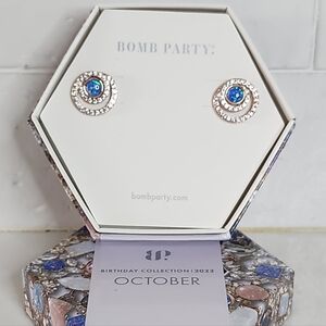 October birthstone earrings Opals and Rose Gold stud earrings